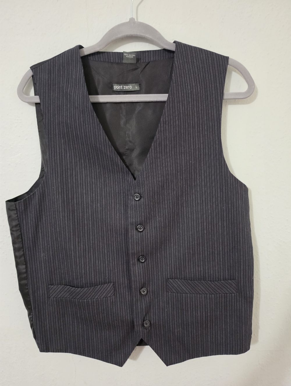 Point Zero Pinstripe Vest Black White Size Large
